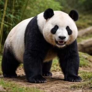 Pandaen – den fredelige kjempen i kinas bambusskoger – Kroppen er massiv, med kraftige kjever og sterke tenner tilpasset et hardt plantebase Pandaen – den fredelige kjempen i kinas bambusskoger – Kroppen er massiv, med kraftige kjever og sterke tenner tilpasset et hardt plantebase